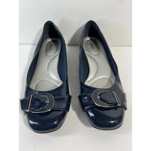 Abella Women's Ballet Flat Size 9 Navy Patent with Buckle